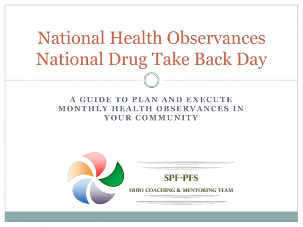 National Health Observances National Drug Take Back Day