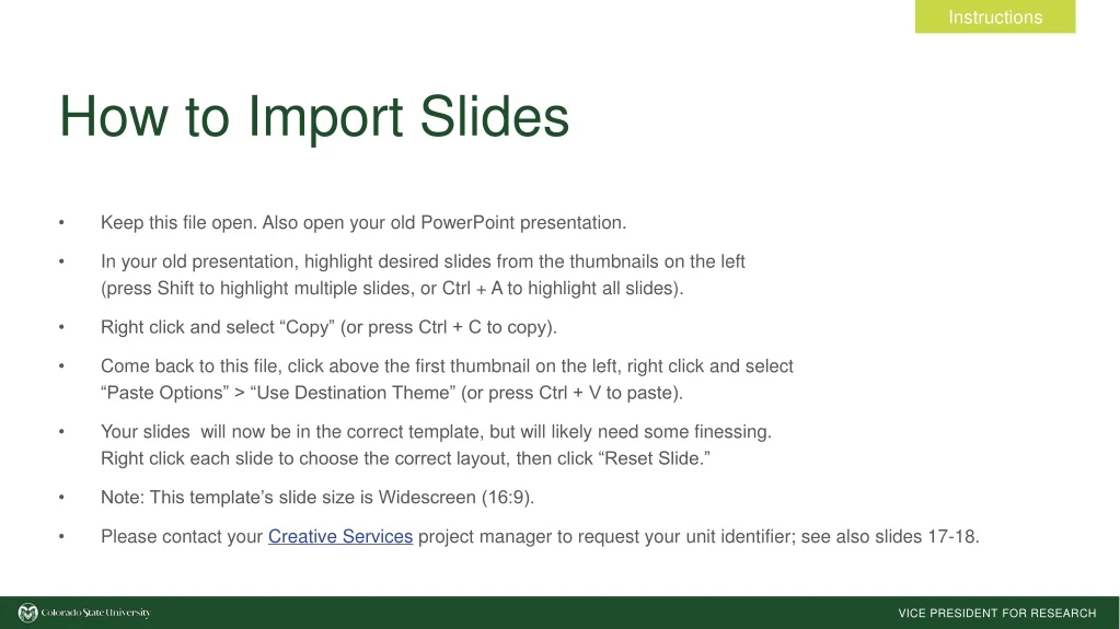 how to import slides