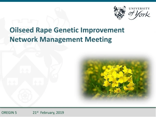 Oilseed Rape Genetic Improvement Network Management Meeting