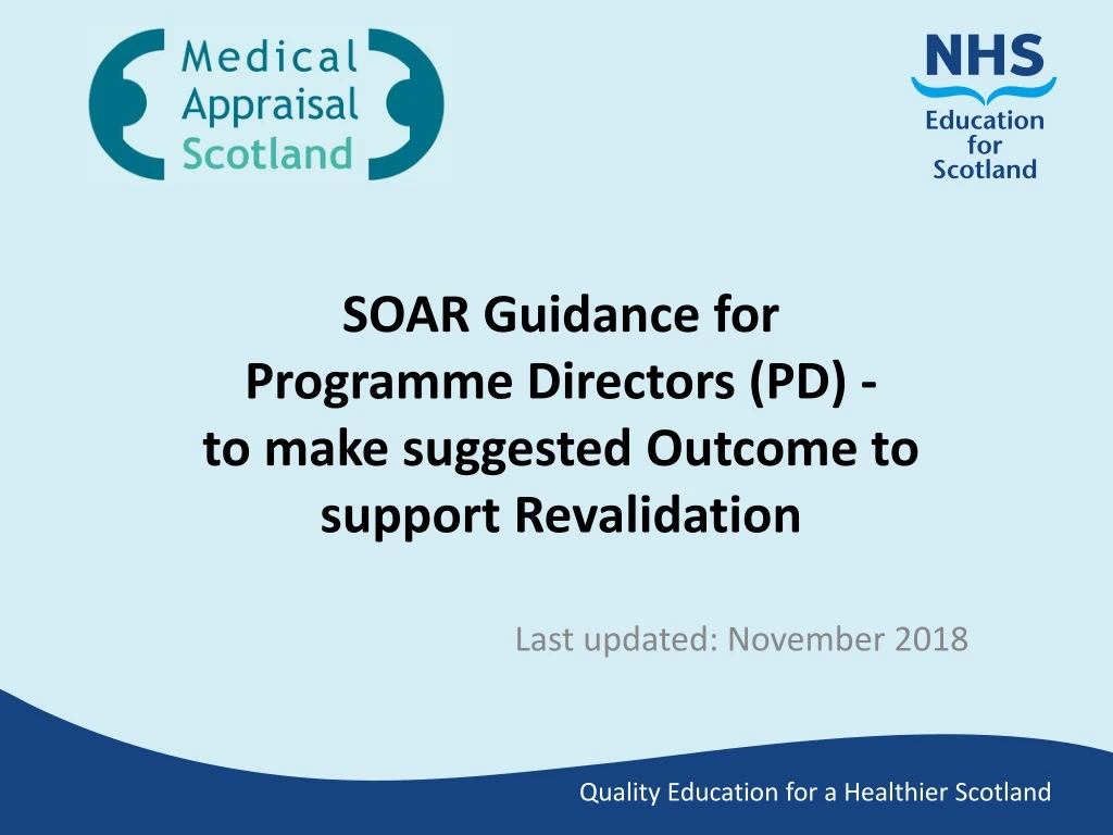soar guidance for programme directors pd to make suggested outcome to support revalidation
