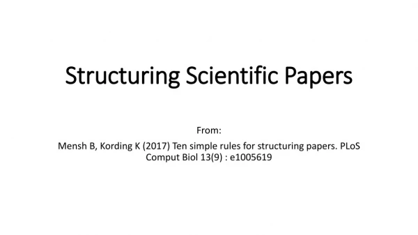 Structuring Scientific Papers