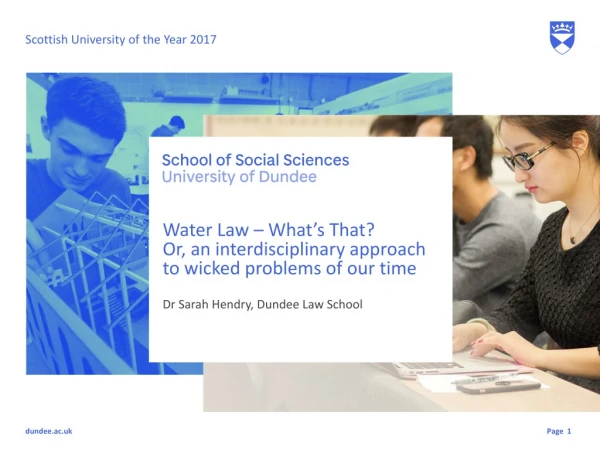 Water Law – What’s That? Or, an i nterdisciplinary approach to wicked problems of our time