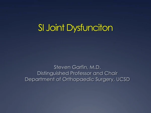 SI Joint Dysfunciton