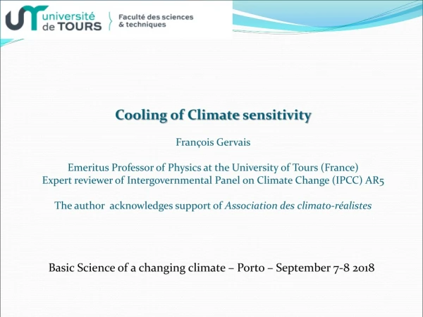 Basic Science of a changing climate – Porto – September 7-8 2018
