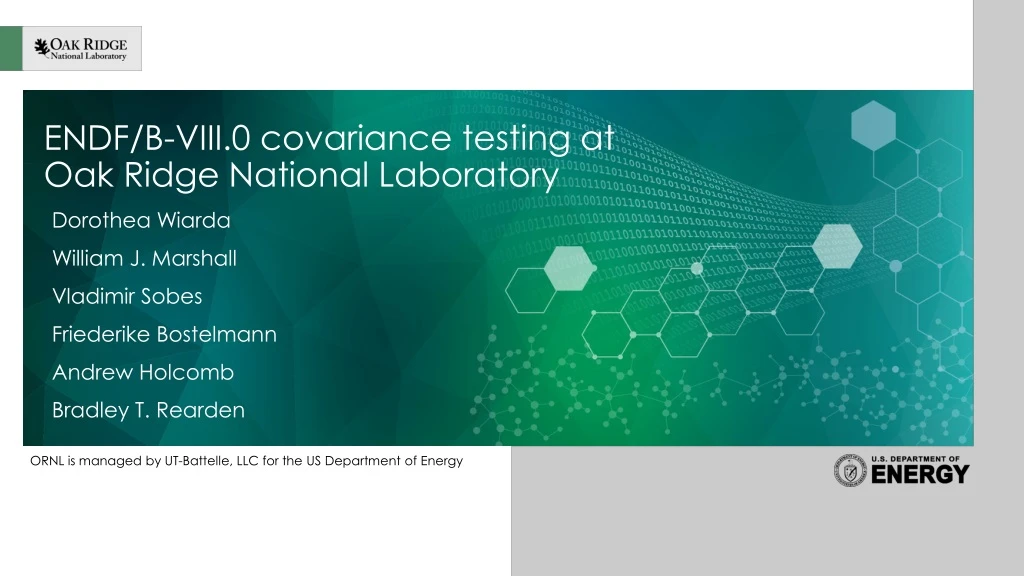 endf b viii 0 covariance testing at oak ridge national laboratory
