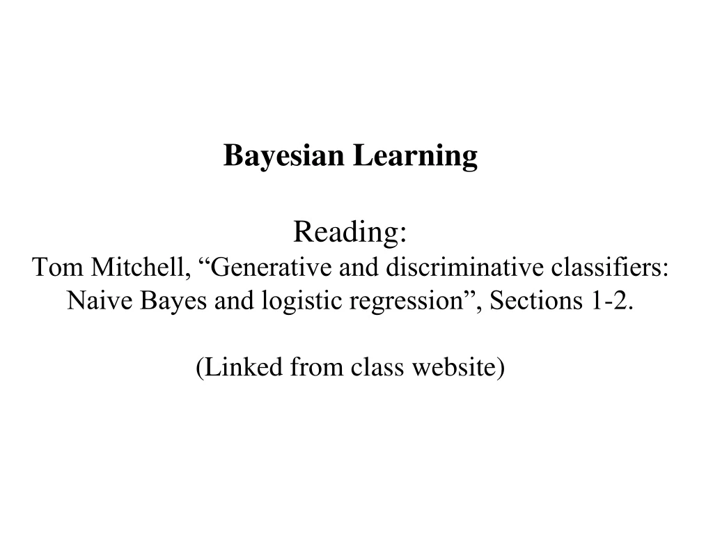 bayesian learning reading tom mitchell generative