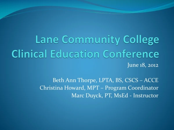 Lane Community College Clinical Education Conference