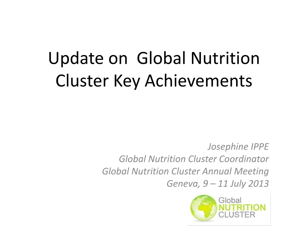 update on global nutrition cluster