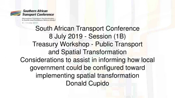 South African Transport Conference 8 July 2019 - Session (1B)