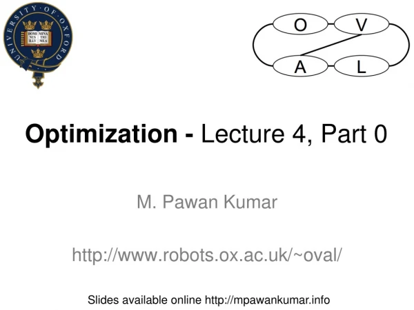 Optimization - Lecture 4, Part 0