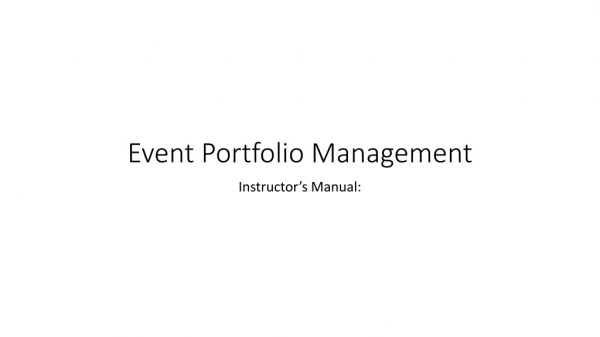 Event Portfolio Management