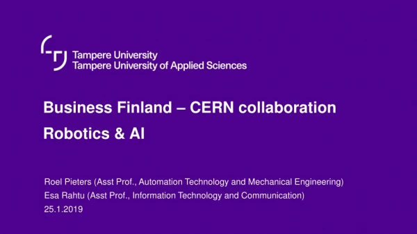 Business Finland – CERN collaboration Robotics &amp; AI