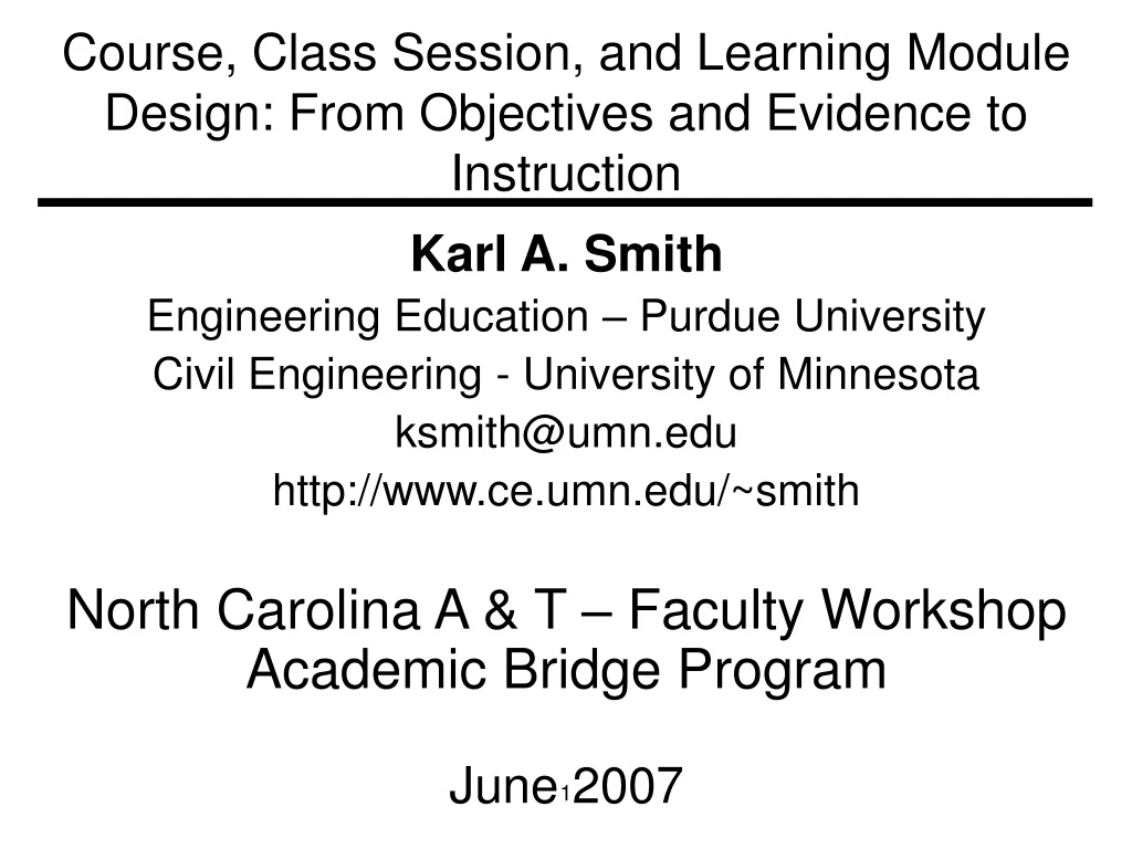 course class session and learning module design from objectives and evidence to instruction