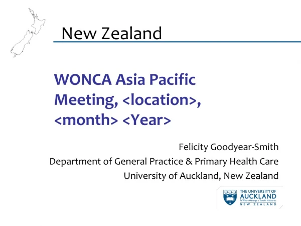 WONCA Asia Pacific Meeting, &lt;location&gt;, &lt;month&gt; &lt;Year&gt;