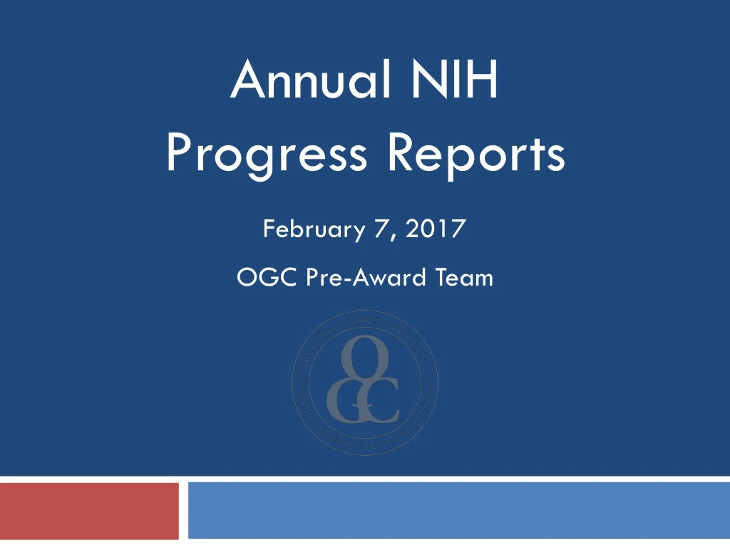 annual nih progress reports
