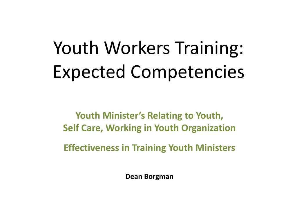 youth workers training expected competencies
