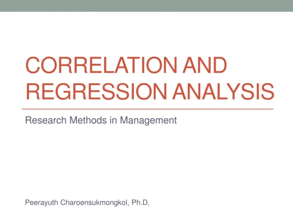 Correlation and Regression analysis