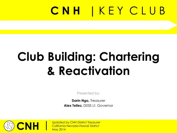 Club Building: Chartering &amp; Reactivation