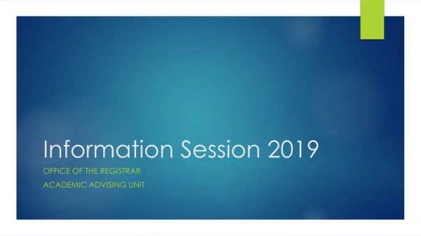 Information Session 2019