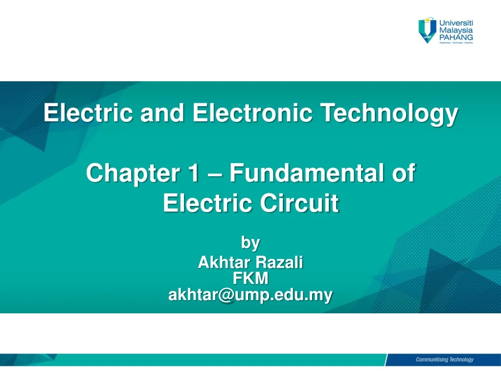 electric and electronic technology chapter 1 fundamental of electric circuit