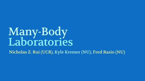 Many-Body Laboratories