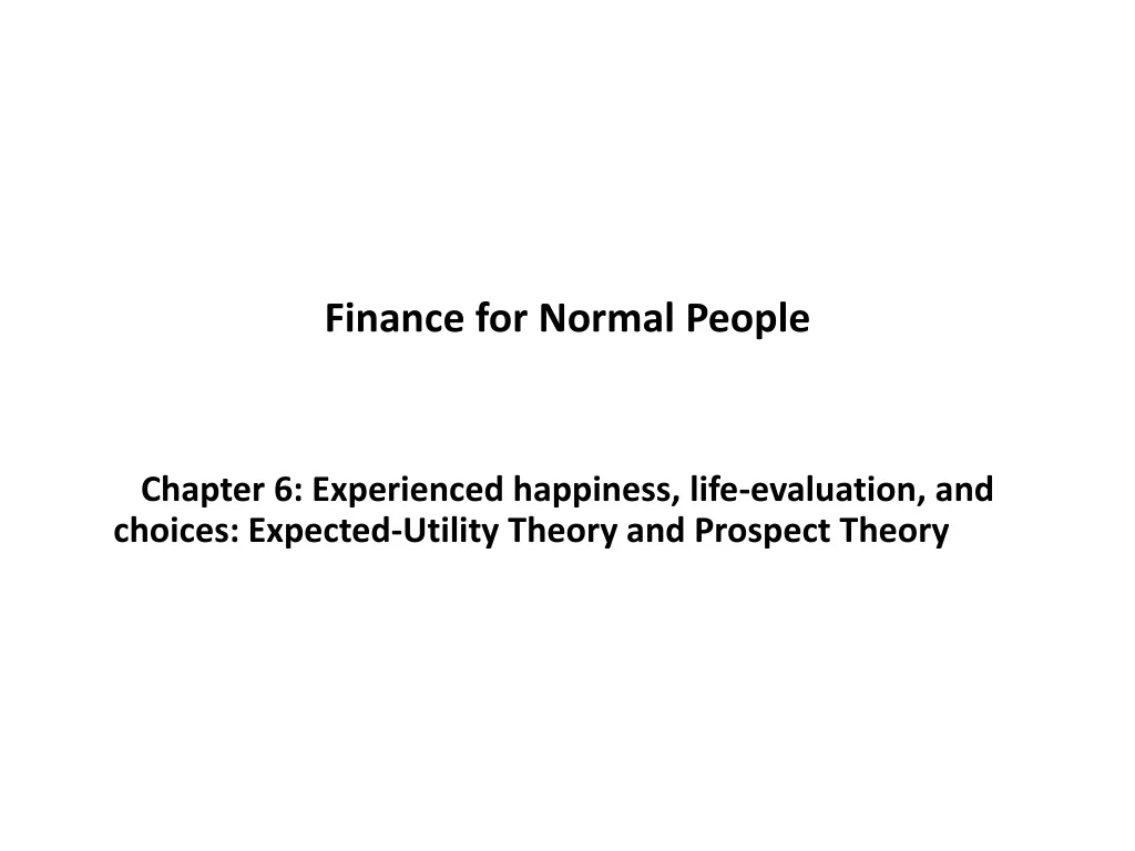 finance for normal people chapter 6 experienced