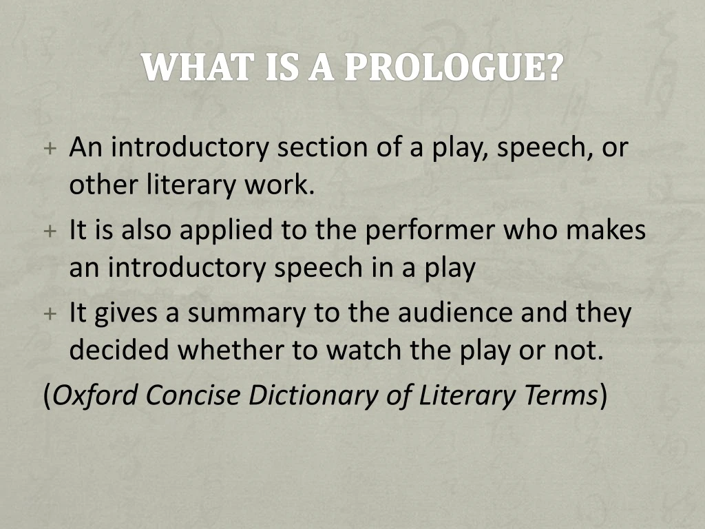 what is a prologue