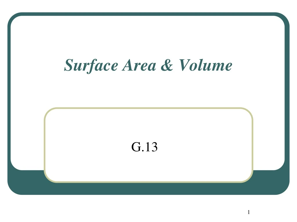 surface area volume