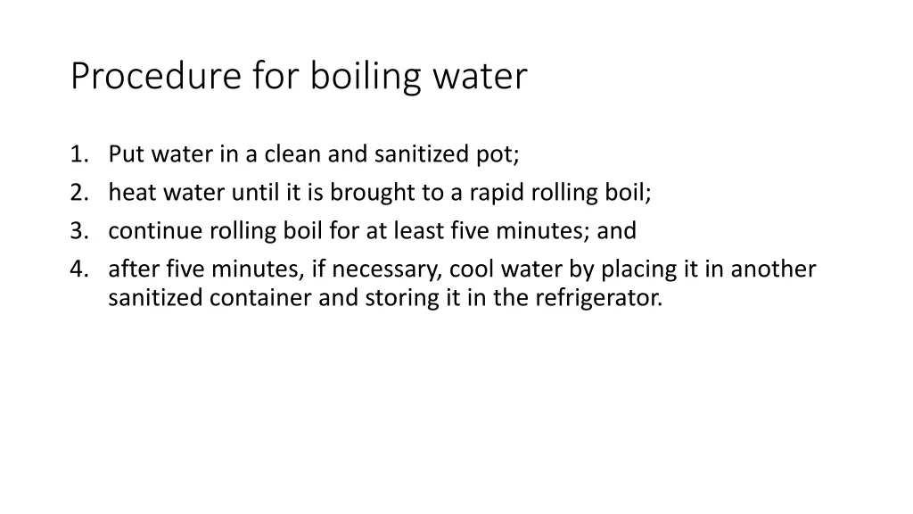 procedure for boiling water