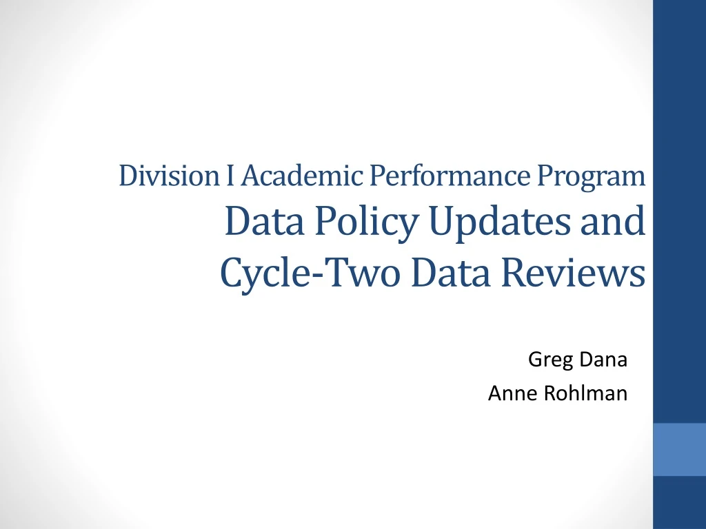 division i academic performance program data policy updates and cycle two data reviews