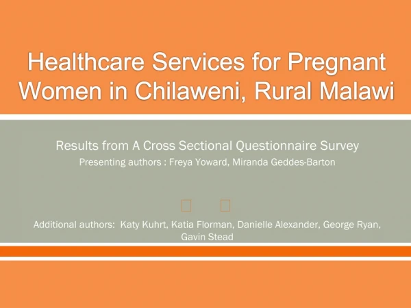 Healthcare Services for Pregnant Women in Chilaweni , Rural Malawi