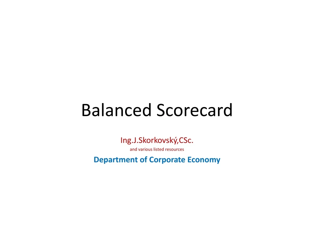 balanced scorecard