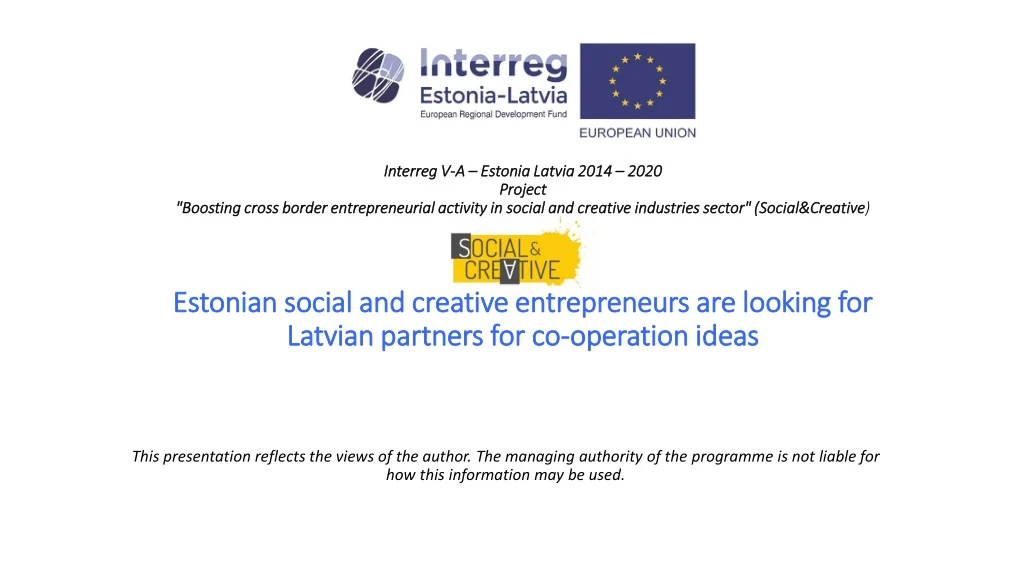 interreg v a estonia latvia 2014 2020 p roject