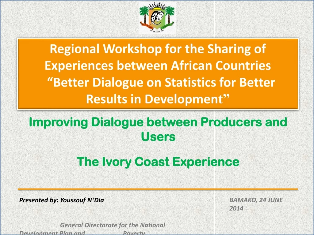 regional workshop for the sharing of experiences