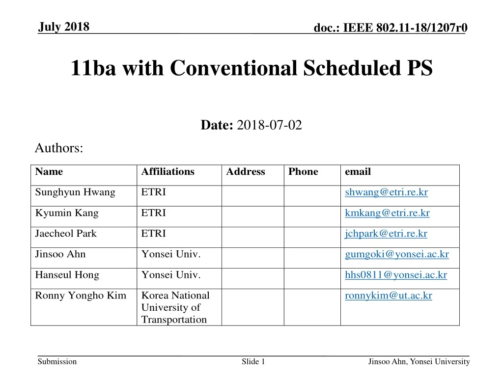 11ba with conventional scheduled ps
