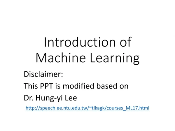 Introduction of Machine Learning
