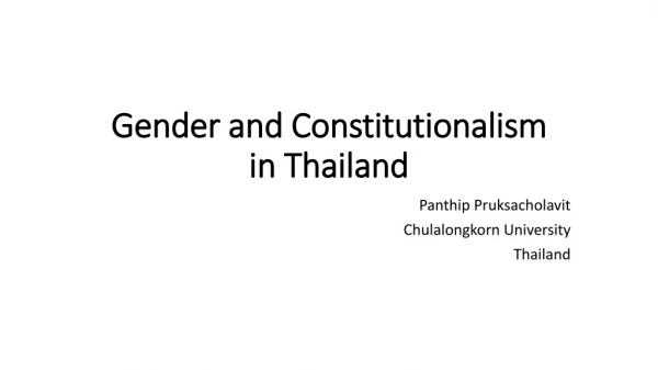 Gender and Constitutionalism in Thailand