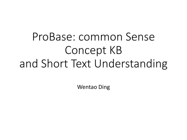 ProBase : common Sense Concept KB and Short Text Understanding