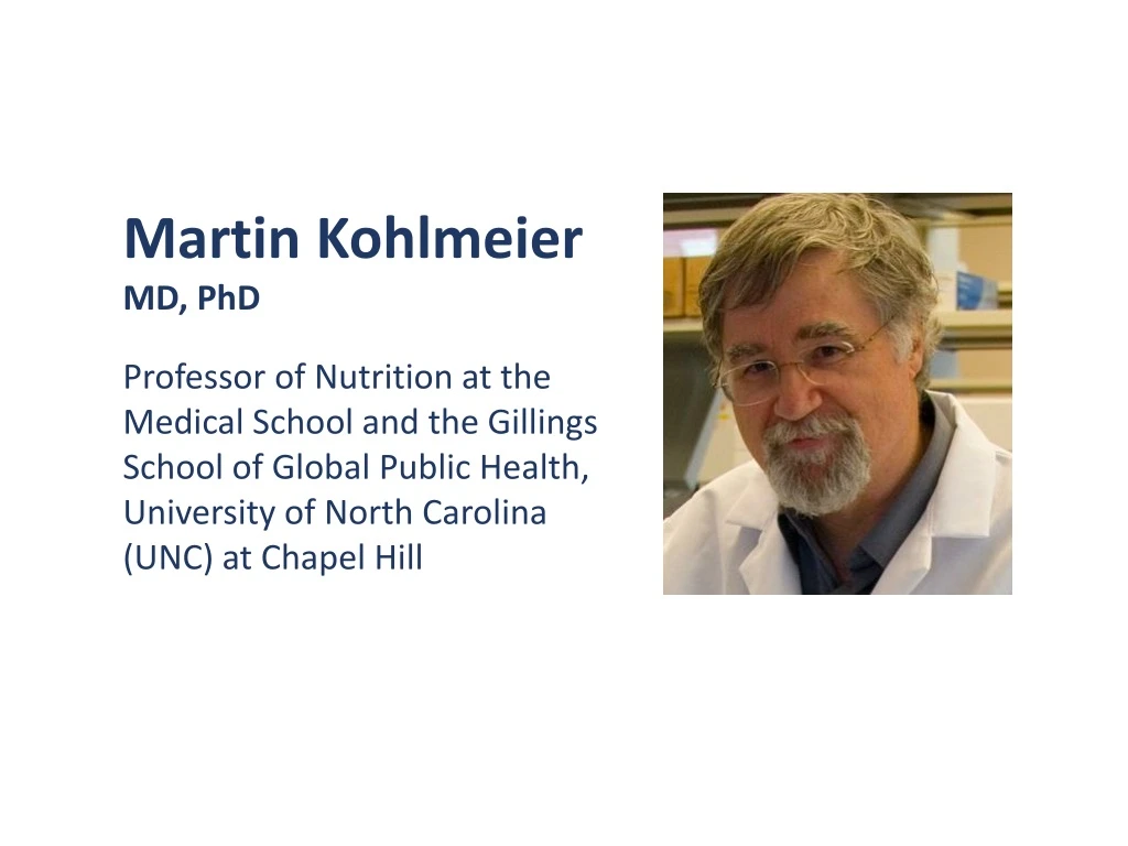 martin kohlmeier md phd professor of nutrition