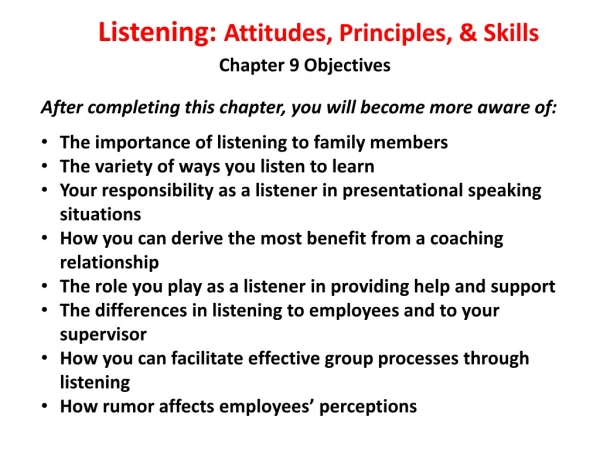 Listening: Attitudes, Principles, &amp; Skills