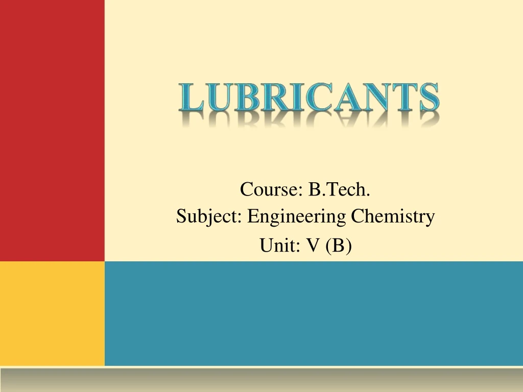 course b tech subject engineering chemistry unit v b