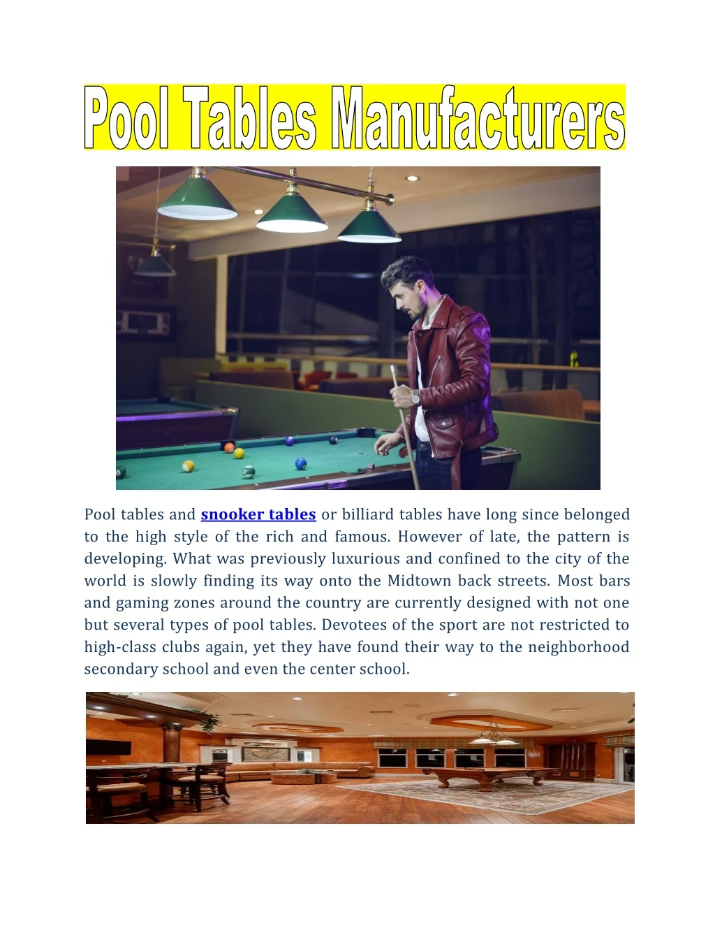 pool tables and snooker tables or billiard tables