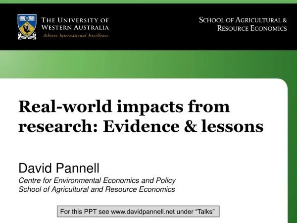 Real-world impacts from research: Evidence &amp; lessons
