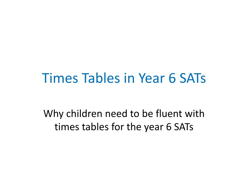 times tables in year 6 sats