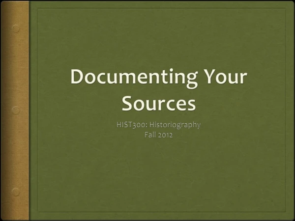 Documenting Your Sources