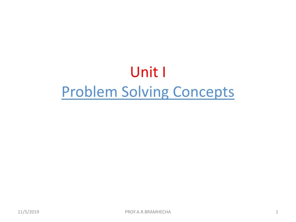 unit i problem solving concepts