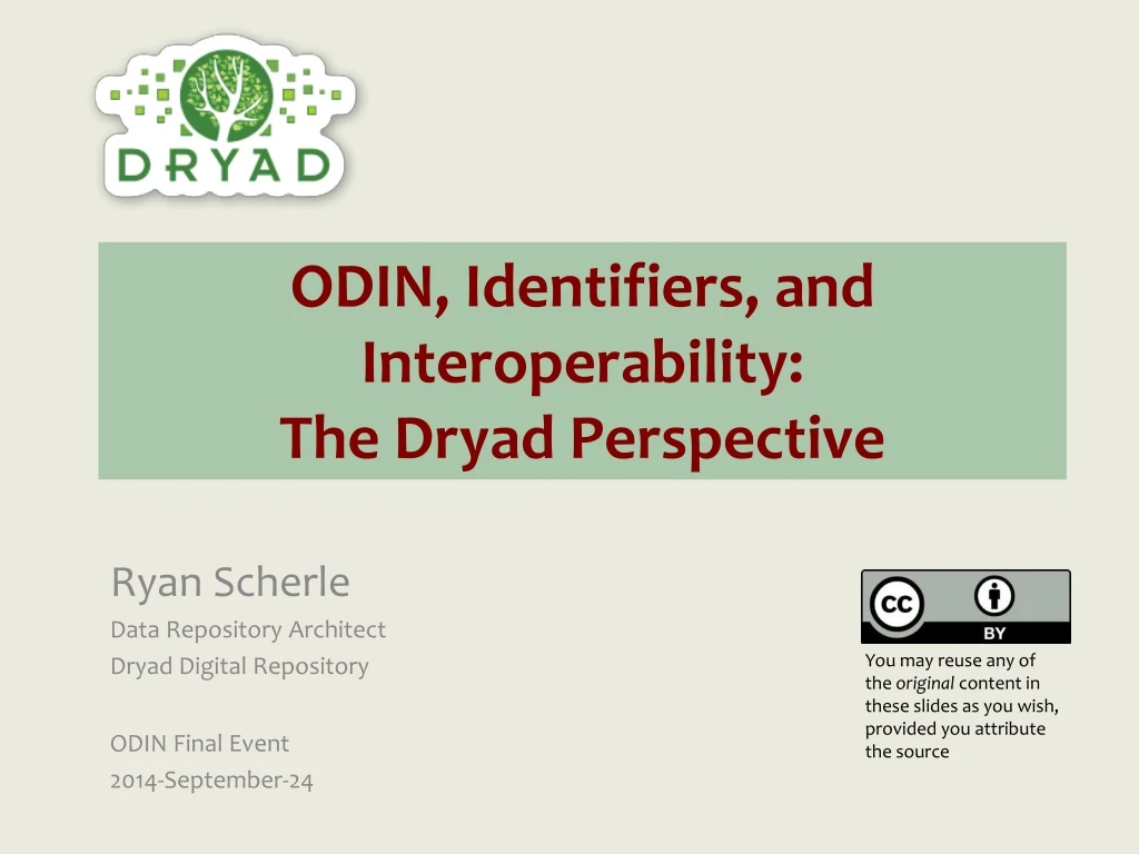 odin identifiers and interoperability the dryad perspective