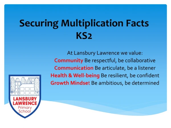 Securing Multiplication Facts KS2