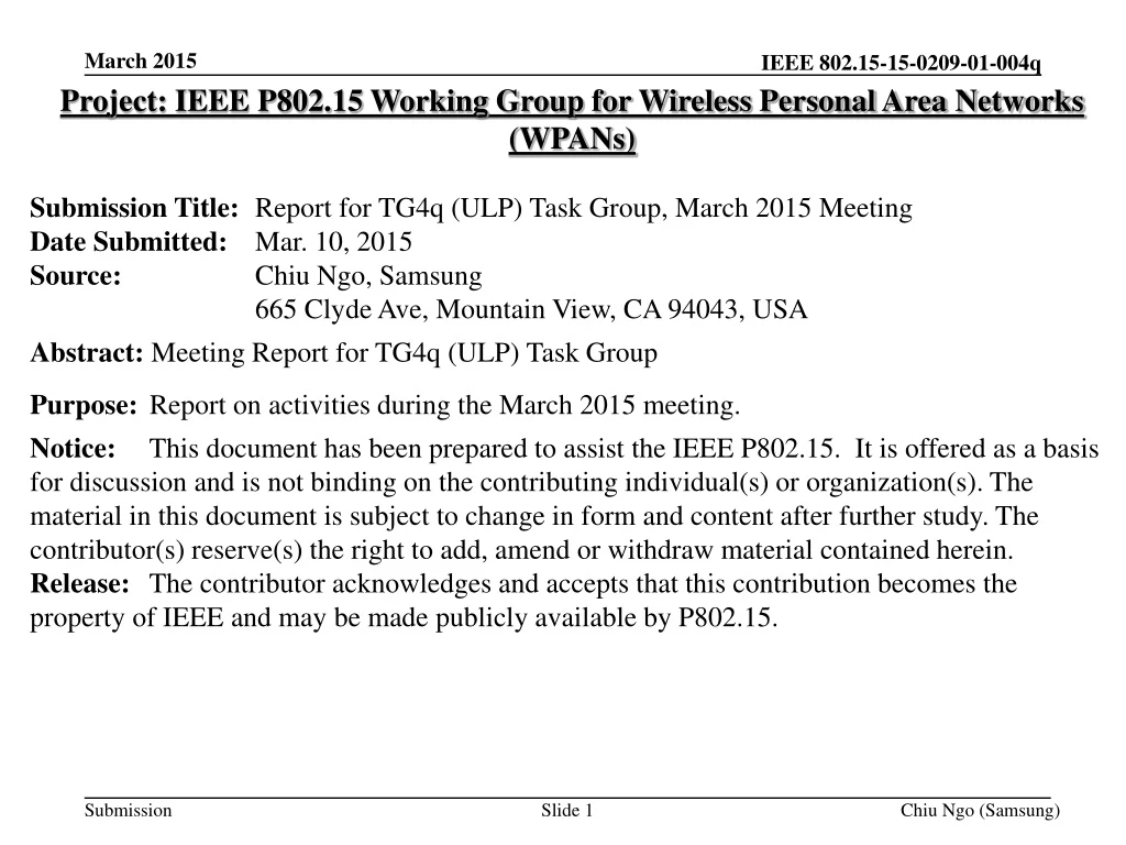 project ieee p802 15 working group for wireless