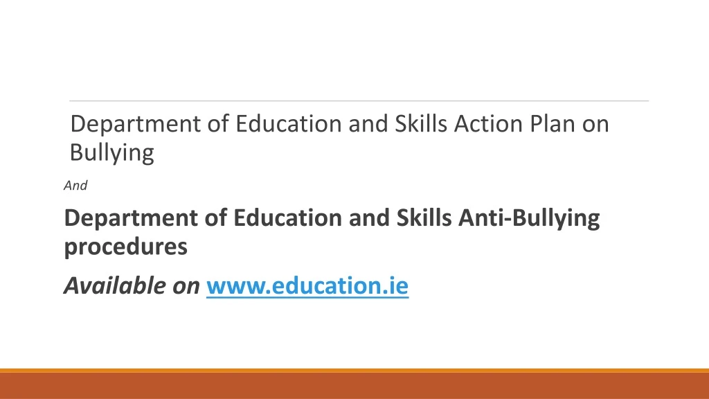 department of education and skills action plan